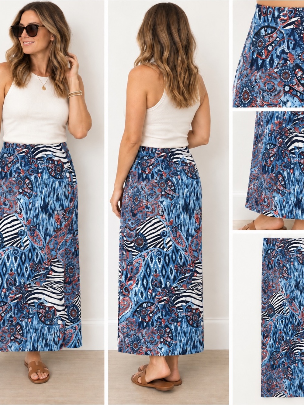 Chicos Sz 3 XL (16) Maxi Vibrant Floral Casual Beach Resort Flowy Elastic